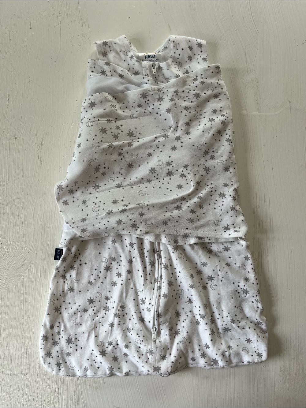 Halo Star & Moon Sleepsack Swaddle in White and Gray